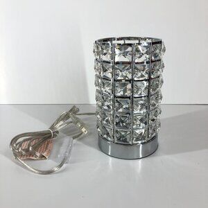SILVER & Sparkly Bling Crystals Small Acccent‎ Table Lamp - 4.5 W x 7.5 H